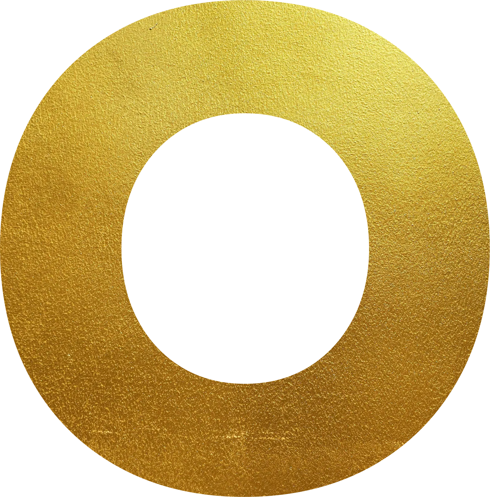 A gold ring with a textured surface, viewed from above against a black background.